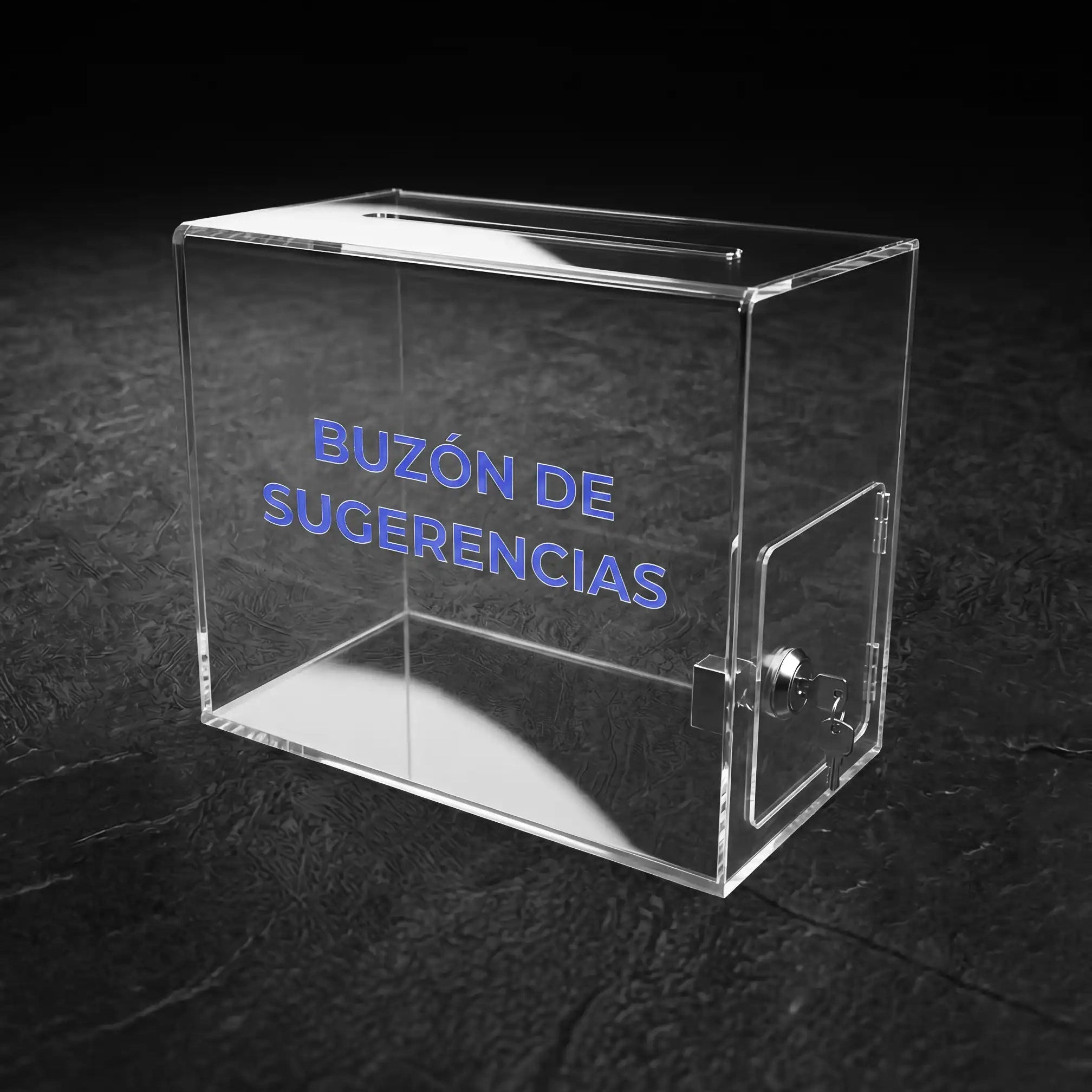 Buzón de sugerencias en acrílico