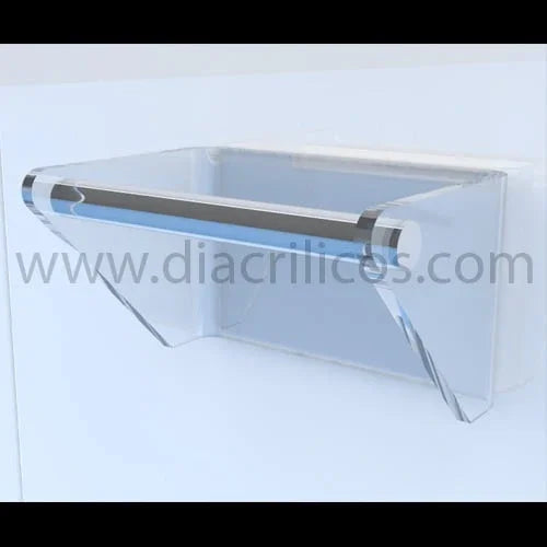 Estante de acrílico transparente con barra metálica para baño o cocina, diseño moderno y minimalista, fácil instalación en pared