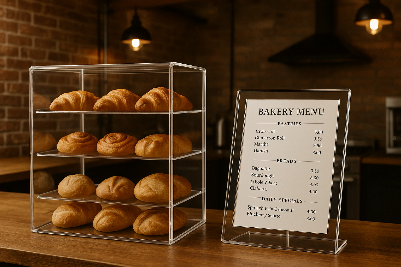 Al lado izquierdo sí es una vitrina de panadería, del otro lado es un display de menu