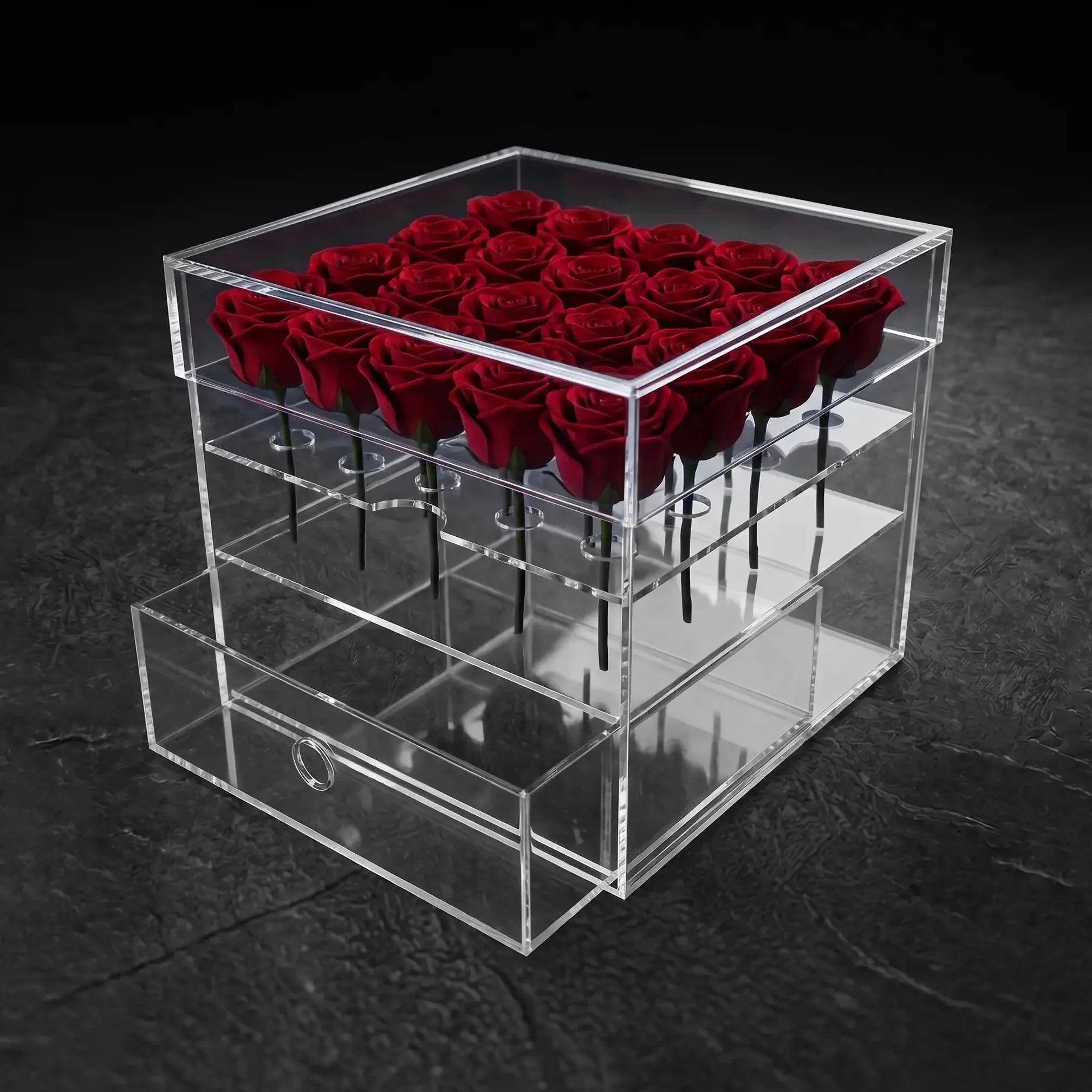Caja de acrílico para 20 rosas