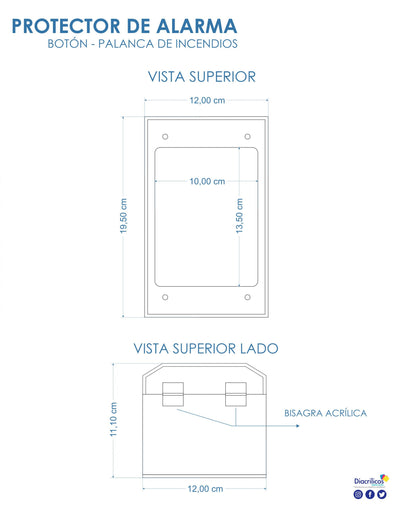 protector de alarma en acrílico