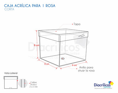 Caja de acrílico para una Rosa