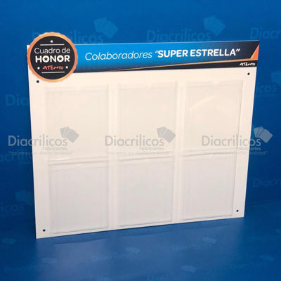 Cartelera en acrílico con Bolsillos