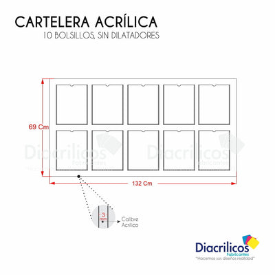 Cartelera en acrílico con Bolsillos