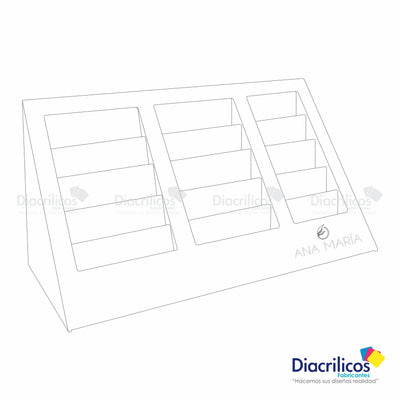 Exhibidor en acrílico de tarjetas o sachets