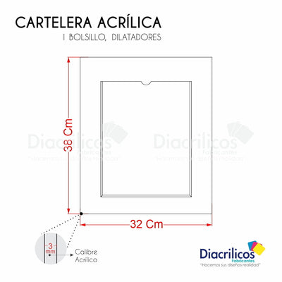 Cartelera en acrílico con Bolsillos