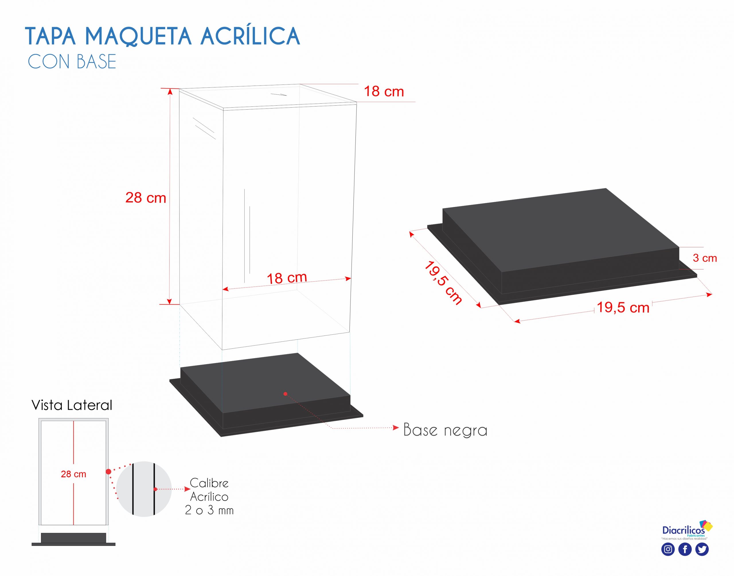 Caja Para Cubrir Osos En Acrílico con Base