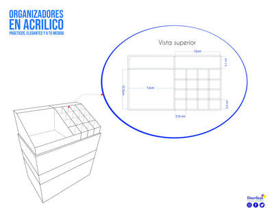 Organizador en acrílico para maquillaje