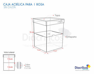 Caja de acrílico para una Rosa