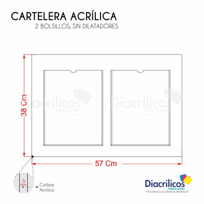 Cartelera en acrílico con Bolsillos