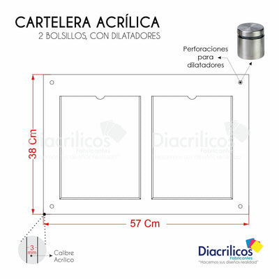 Cartelera en acrílico con Bolsillos