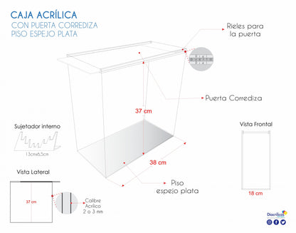 Caja en Acrílico con Puerta Corrediza