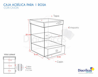 Caja de acrílico para una Rosa