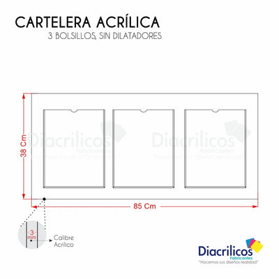 Cartelera en acrílico con Bolsillos
