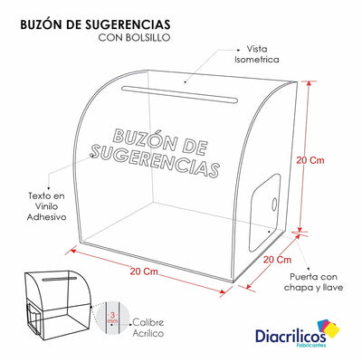 Buzón de sugerencias en acrílico opal Curvo