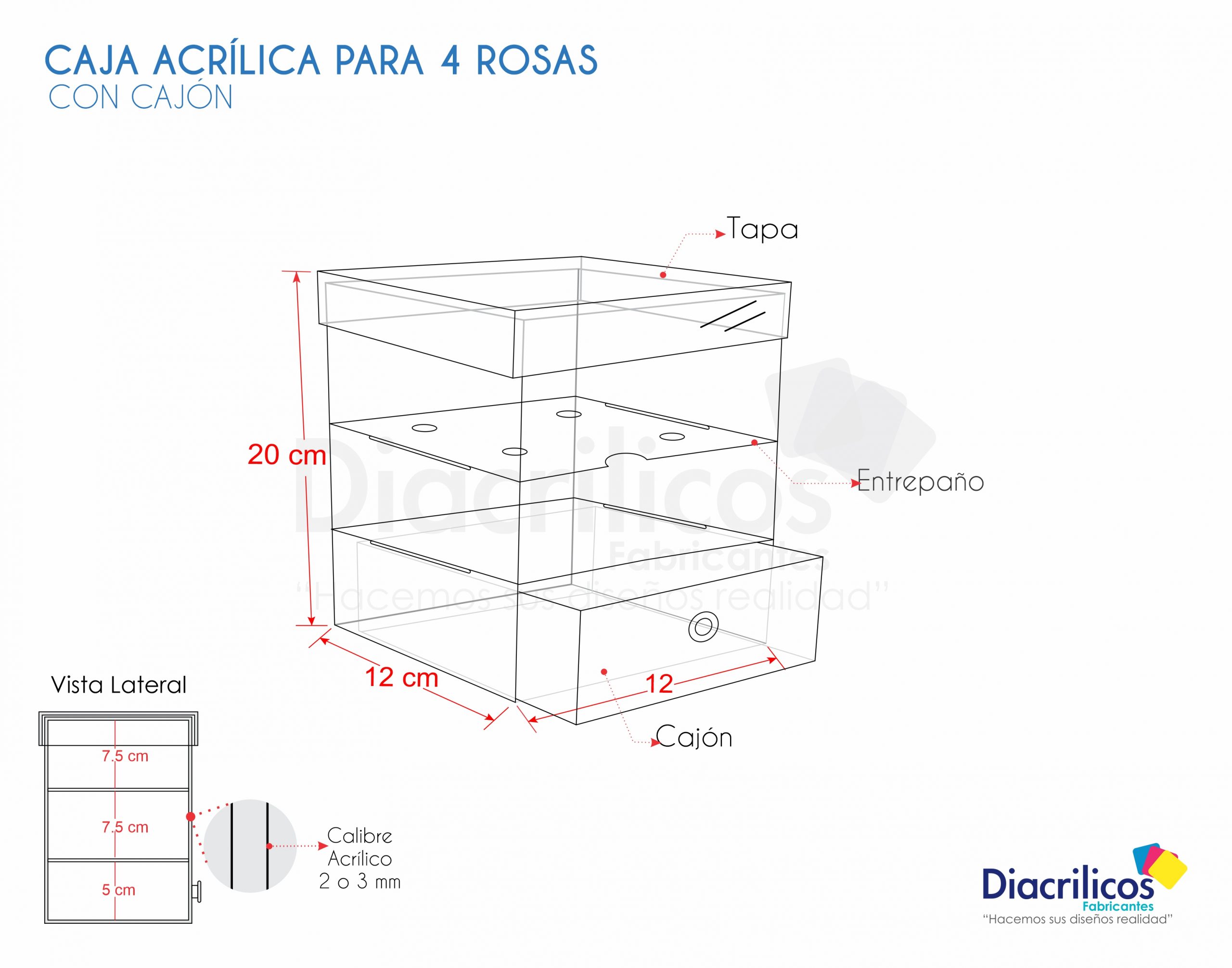 Caja para 4 rosas