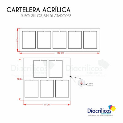 Cartelera en acrílico con Bolsillos