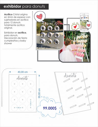 Exhibidor en acrílico para alimentos