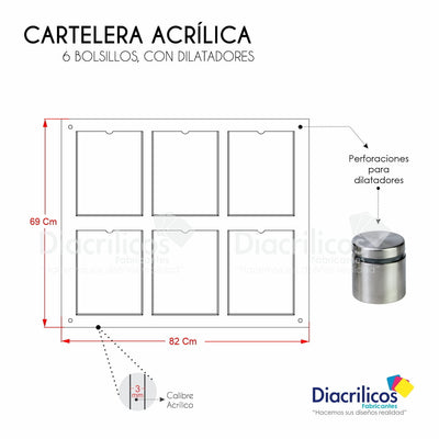 Cartelera en acrílico con Bolsillos