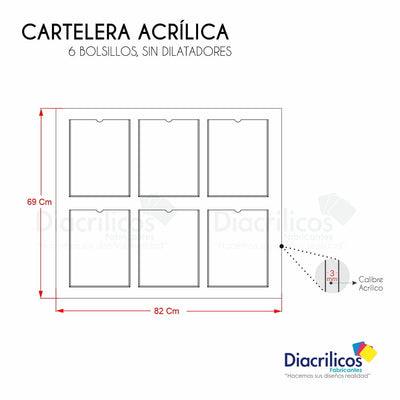 Cartelera en acrílico con Bolsillos
