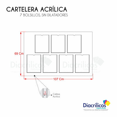Cartelera en acrílico con Bolsillos