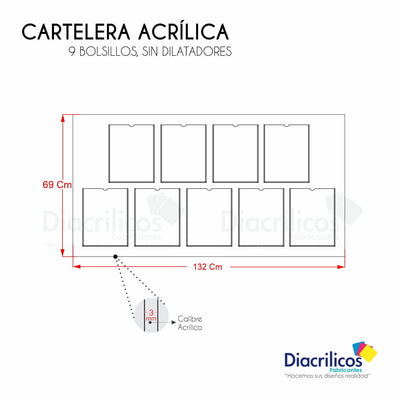 Cartelera en acrílico con Bolsillos