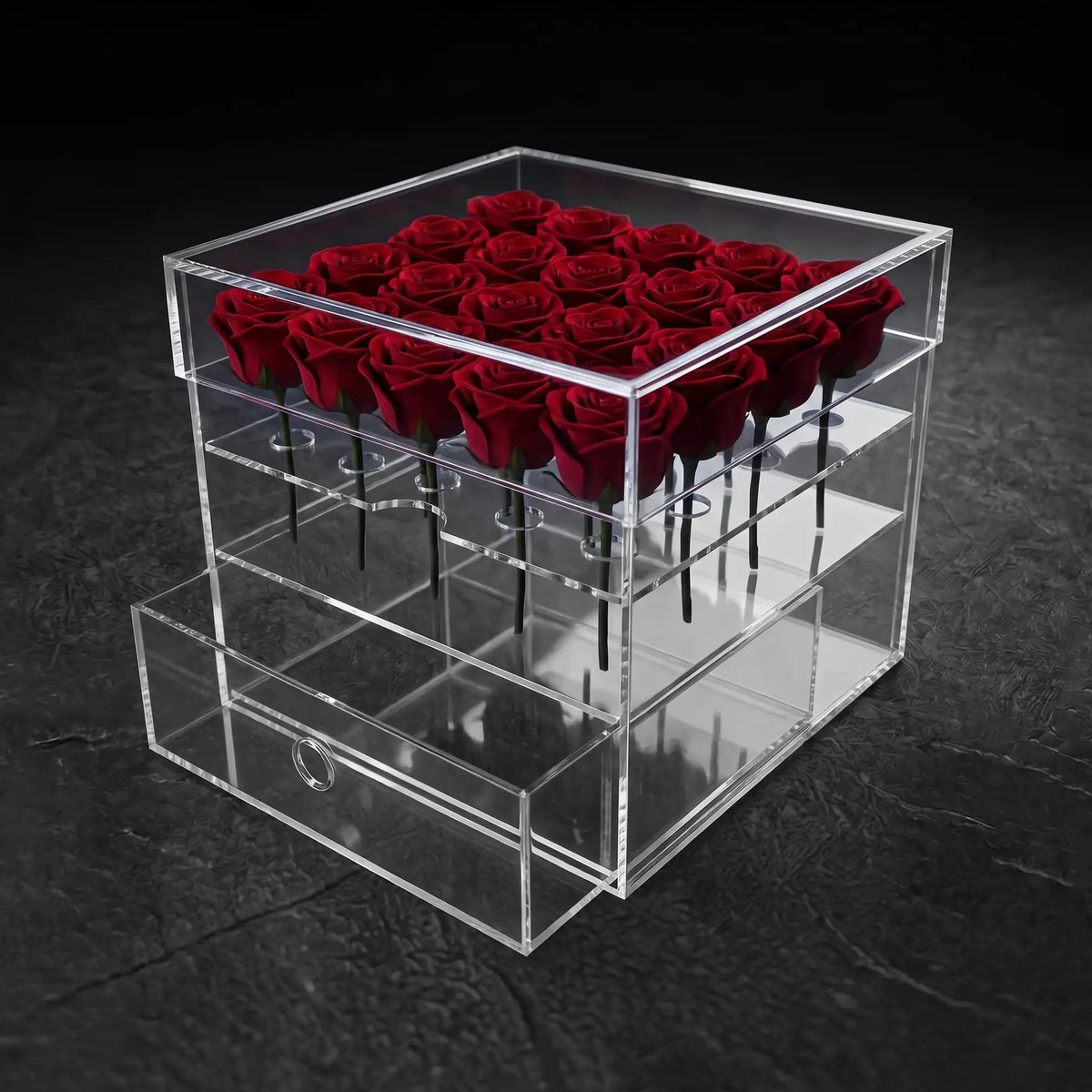 Caja de acrílico para 20 rosas