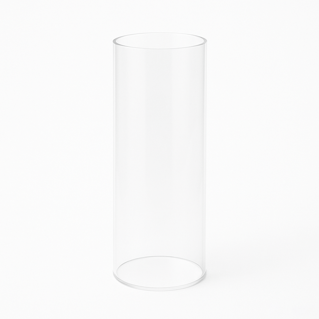 Cilindros en acrílico para exhibición, ideales para mostrar productos de manera elegante y moderna.