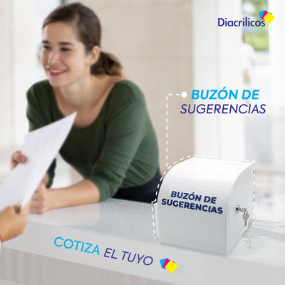 Buzón de sugerencias en acrílico opal Curvo