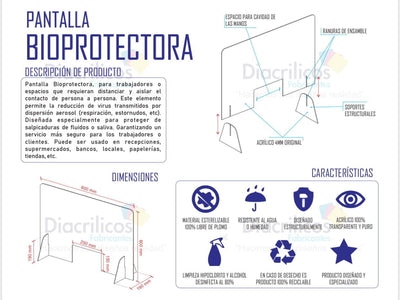 Pantalla de acrílico para la Bioprotección