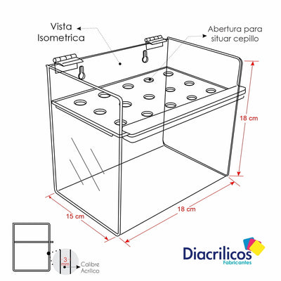 Cepillero en acrílico de 15 Puestos