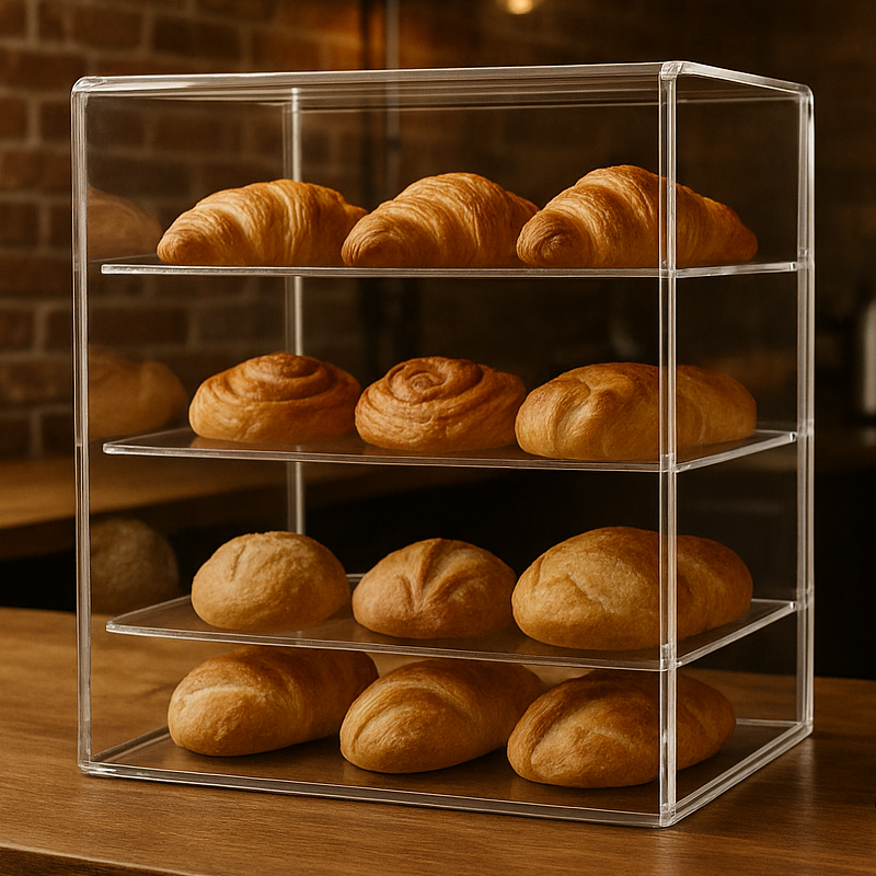 Al lado izquierdo sí es una vitrina de panadería, del otro lado es un display de menu