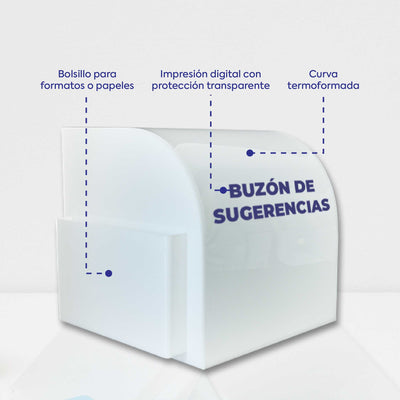 Buzón de sugerencias en acrílico opal Curvo