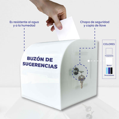 Buzón de sugerencias en acrílico opal Curvo
