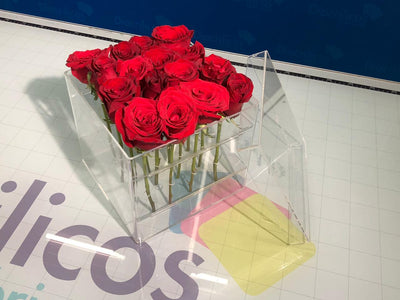 Caja en acrílico para 12 rosas